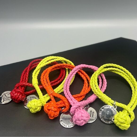 Vera Bradley Braided Cord Knot Frill Bracelets Lot of 5 - Picture 2 of 4